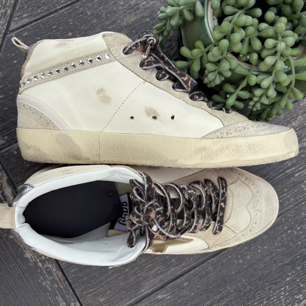GOLDEN GOOSE SUPER STAR HIGH TOP DISTRESSED SNEAKERS 37/7 - Picture 3 of 8